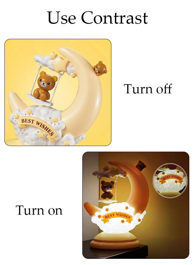 DUNISO Moon Night Light, LED Night Light Cartoon Nursery Lamp Ornaments Bedside Table Lamp for Children Kid Girl Home Decor - Image 4