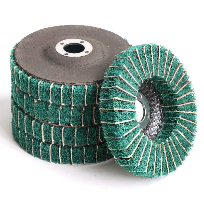 FPPO 5Pcs 4.5" x 7/8" Nylon Fiber Flap Disc Polishing Grinding Wheel,Scouring pad Buffing Wheel for Angle Grinder, Polishing Tools (Grit 120) - Image 1
