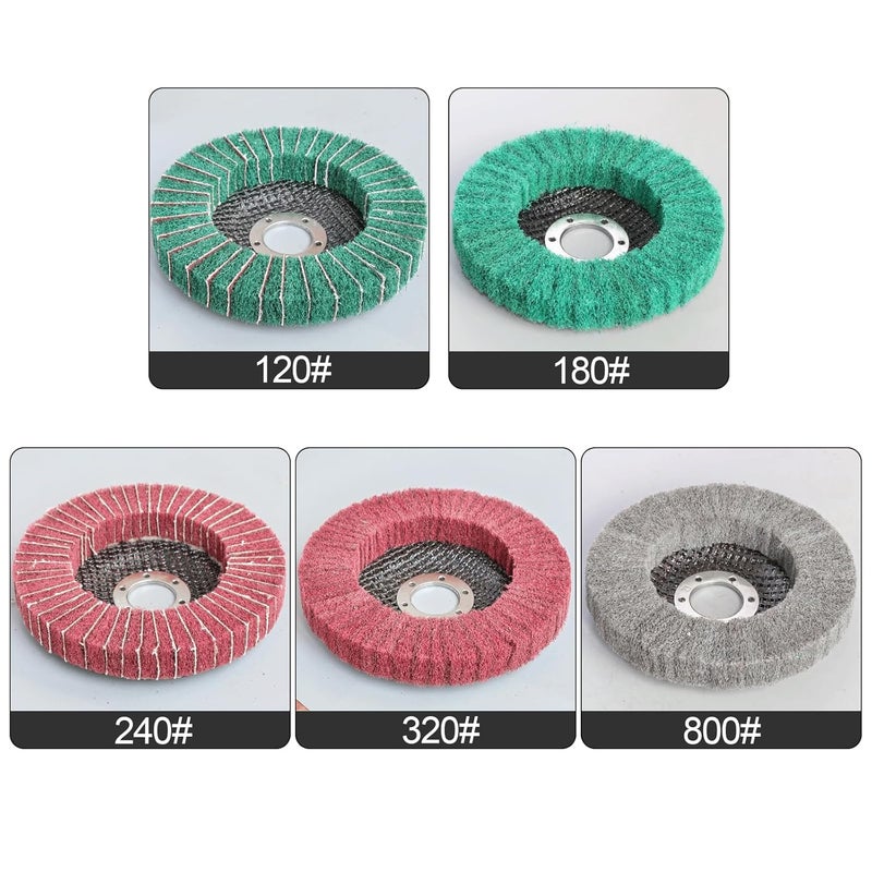 FPPO 5Pcs 4.5" x 7/8" Nylon Fiber Flap Disc Polishing Grinding Wheel,Scouring pad Buffing Wheel for Angle Grinder, Polishing Tools (Grit 120) - Image 4