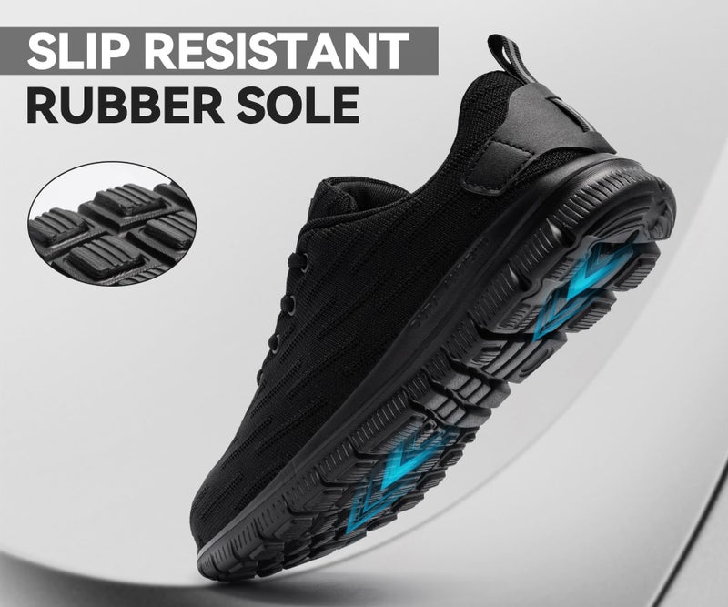 DYKHMILY Non Slip Work Shoes Men Women Comfortable Steel Toe Shoes for Man Safety Shoe Classic Protective Puncture-Proof Size 10.5 Man/12,Black - Image 2