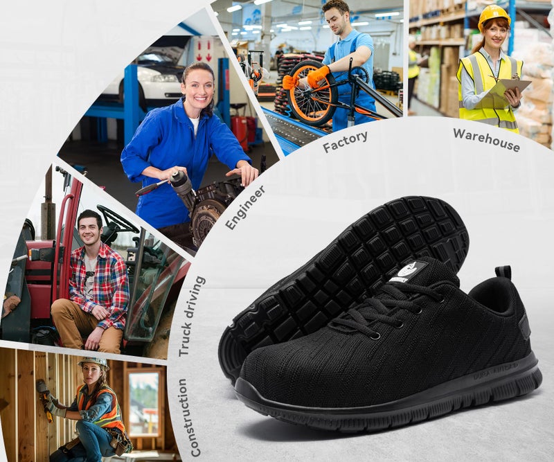 DYKHMILY Non Slip Work Shoes Men Women Comfortable Steel Toe Shoes for Man Safety Shoe Classic Protective Puncture-Proof Size 10.5 Man/12,Black - Image 5