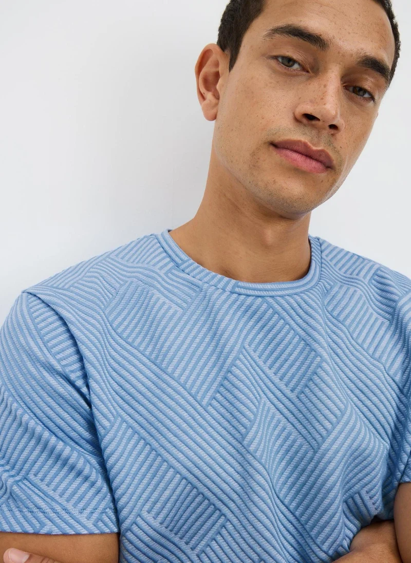 ماتلان تيشيرت ذكي أزرق بنقوش