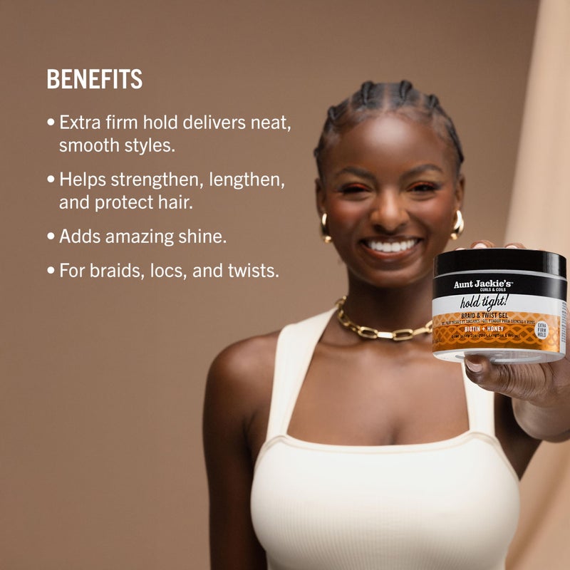 Aunt Jackie's Award-Winning Braid + Twist Collection Hold Tight Braid & Twist Gel with Extra Firm Hold, 7.5oz - Image 3
