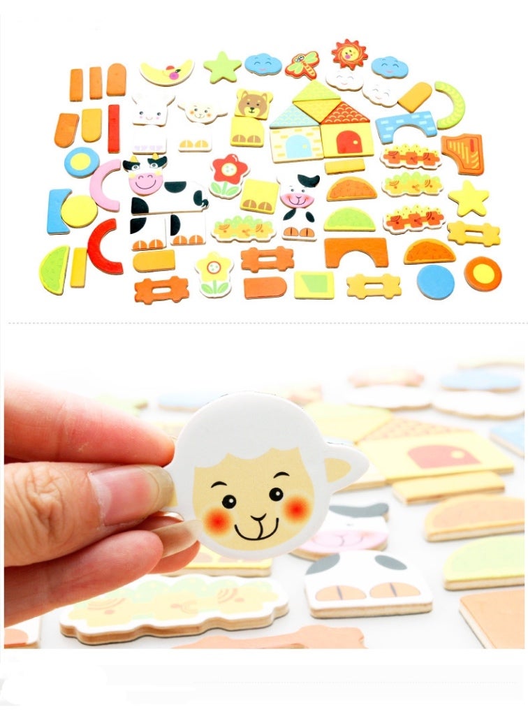 Wooden Puzzles for Toddlers 2 in 1 Magnetic Puzzle Double-sided Drawing Board Puzzles Set Learning Toys Education Puzzle Board For Kids - Image 4