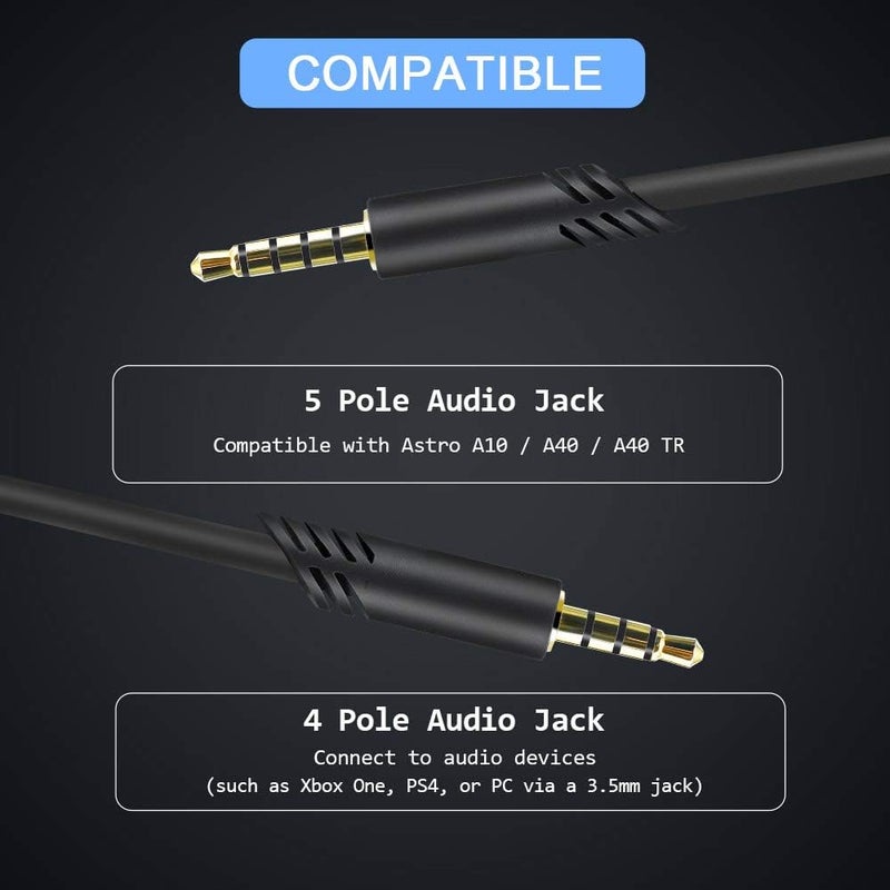 MQDITH 2.0M Replacement Audio Cable Compatible with Astro A40 A40TR Gaming Headset, Inline Mute Wire and No Volume Control Cord (TPE Cord) - Image 2