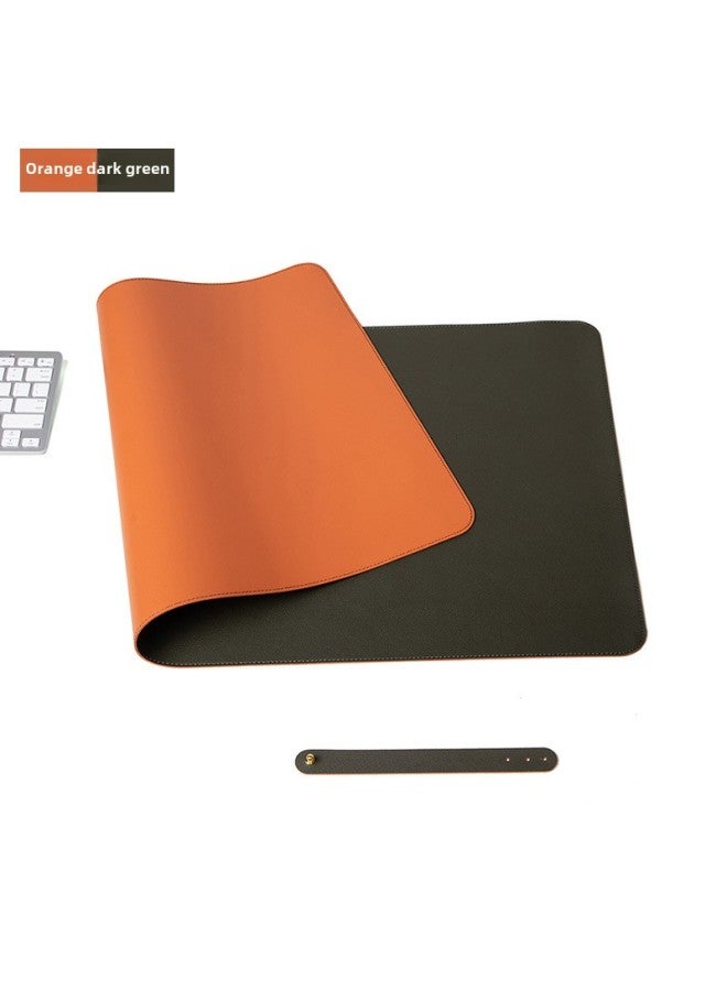 Extra Large Computer Desk Mat Waterproof Leather Mouse Pad Logo Customizable Dining Table Placemat Digital Pattern-Color:Custom Size-Pattern:Double-sided = Orange + Dark Green  - Image 1
