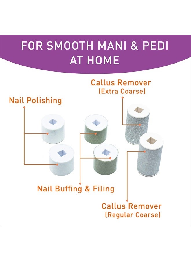 Own Harmony Refill Rollers for Own Harmony Electric Nail File Set & Foot Callus Remover - (4 in 1) Best Mani Pedicure Tools - Refills 6 Pack Replacement Roller Heads (Buffing, Filing, Polishing, Callus Removal) - Image 3