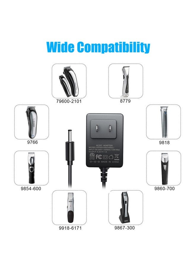 SoulBay SoulBay 4.2V Charger Cord for Wahl Trimmer Clipper 9818 9818L 9854L WNT-8 WNT-9 9864 9876L 9880L 9888L Lithium Ion Beard Shaver Groomer S003HU0420060 S004mu0400090 Class 2 Power Supply Replacement  - Image 3