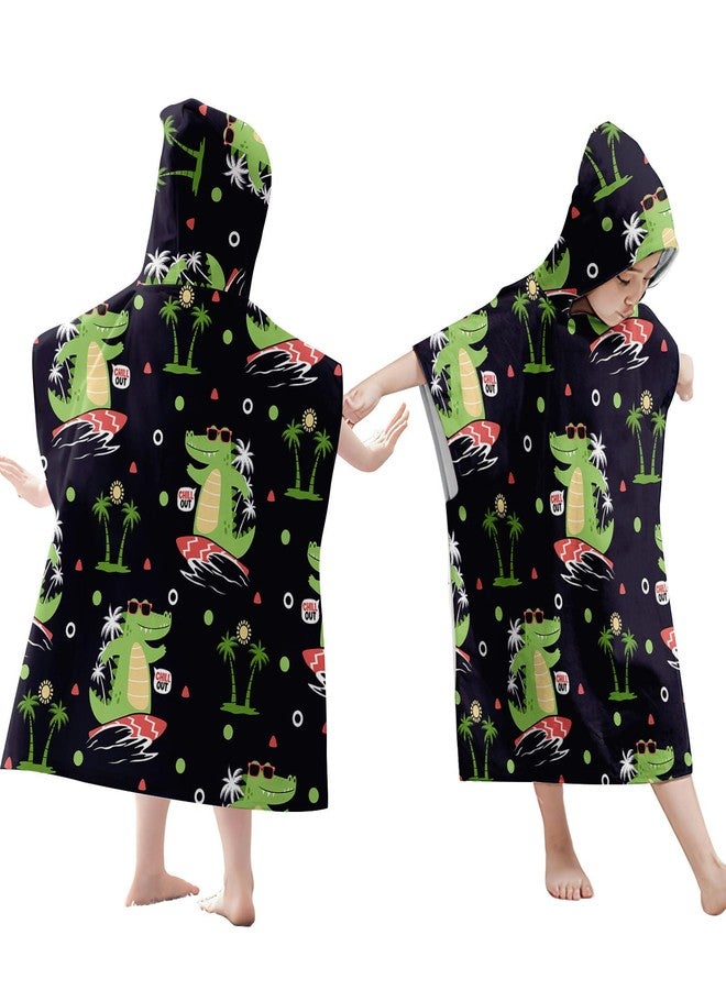 Irisbell Kids Hooded Beach Towel Cotton Blend Wearable Beach Towel with Hood for Kids Toddlers,Absorbent Soft Bath Towel Wrap Cartoon Swim Pool Bathrobe for Boys Girls (Crocodile, 25.6'' x 29.5'') - Image 2