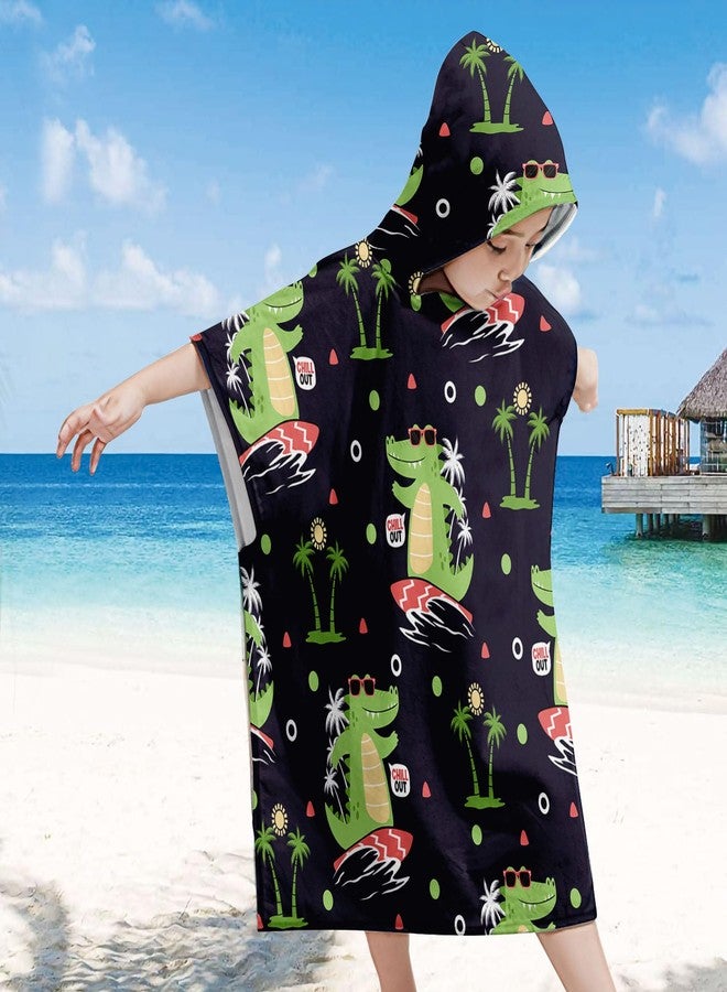 Irisbell Kids Hooded Beach Towel Cotton Blend Wearable Beach Towel with Hood for Kids Toddlers,Absorbent Soft Bath Towel Wrap Cartoon Swim Pool Bathrobe for Boys Girls (Crocodile, 25.6'' x 29.5'') - Image 3