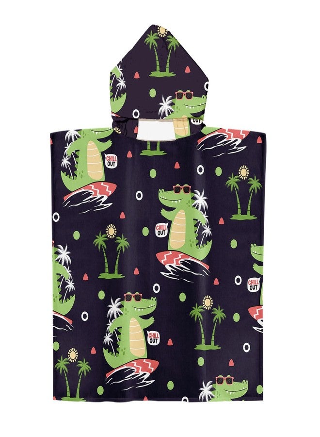Irisbell Kids Hooded Beach Towel Cotton Blend Wearable Beach Towel with Hood for Kids Toddlers,Absorbent Soft Bath Towel Wrap Cartoon Swim Pool Bathrobe for Boys Girls (Crocodile, 25.6'' x 29.5'') - Image 1