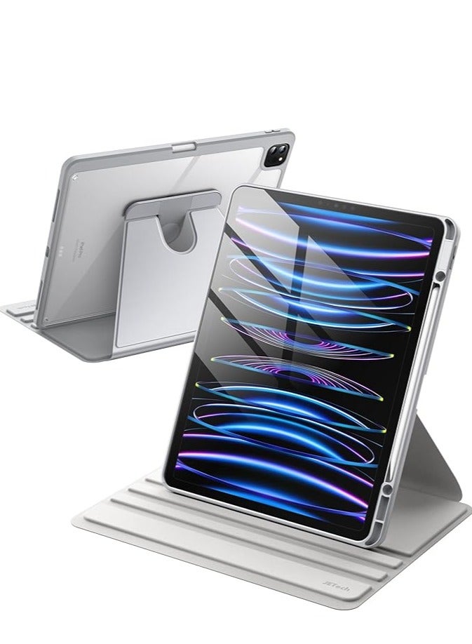 Case for iPad Pro 12.9-Inch (2022/2021/2020/2018)/ iPad air 13 inch M2 2024/iPad air 13 inch M3 2025 with Pencil Holder, 360 Degree Rotation Protective Standing Cover Clear Back, Auto Wake/Sleep - Image 1