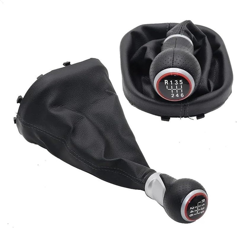 Leather Manual Gear Shift Knob For VW Touran Caddy MK2 2003 2010 5 Speed Type 3 - Image 3