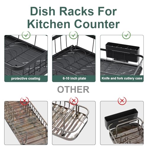 LIYI Dish Drying Rack,Adjustable Spout Design,Kitchen Dish Racks,Made of Iron Material,with Removable Draining Board,Suitable for Kitchen and Caravan Use Scenarios,Black - Image 5