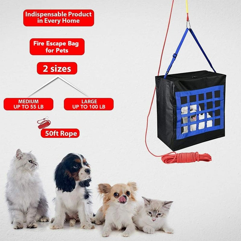 ISOP Fire Emergency Escape Bag for Pets up to 100 Pounds - Rope 50ft Incl. - Safety Equipment Carrier - Rapid Rescue Bag for Pets Animals (Large 28"x21"x14") - Life-saving Tool for Dogs, Cats - Rescue Sack - Image 2