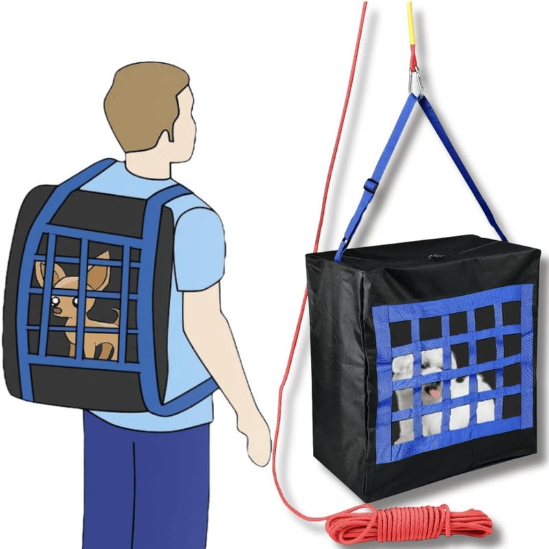 ISOP Fire Emergency Escape Bag for Pets up to 100 Pounds - Rope 50ft Incl. - Safety Equipment Carrier - Rapid Rescue Bag for Pets Animals (Large 28"x21"x14") - Life-saving Tool for Dogs, Cats - Rescue Sack - Image 3
