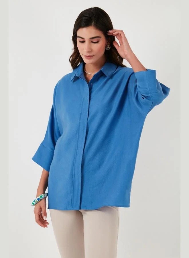 Lela Lela Cotton Three Quarter Sleeve Oversize Shirt Women's SHIRT 514344020