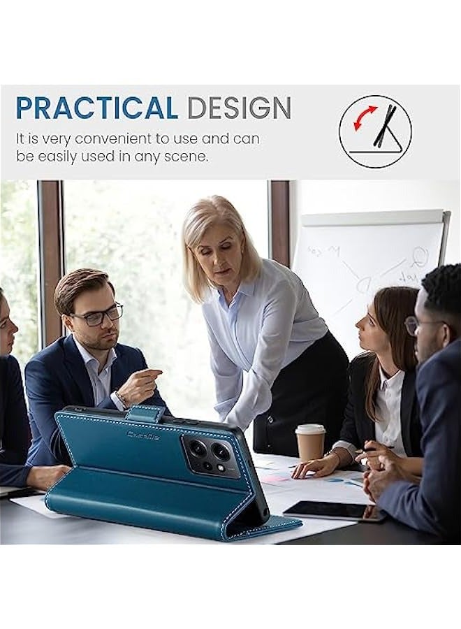 RFID Blocking Case for Hongmi Note12 4G - Stylish Blue Leather Flip Case with Card Holder, Kickstand, and Magnetic Closure - Image 4