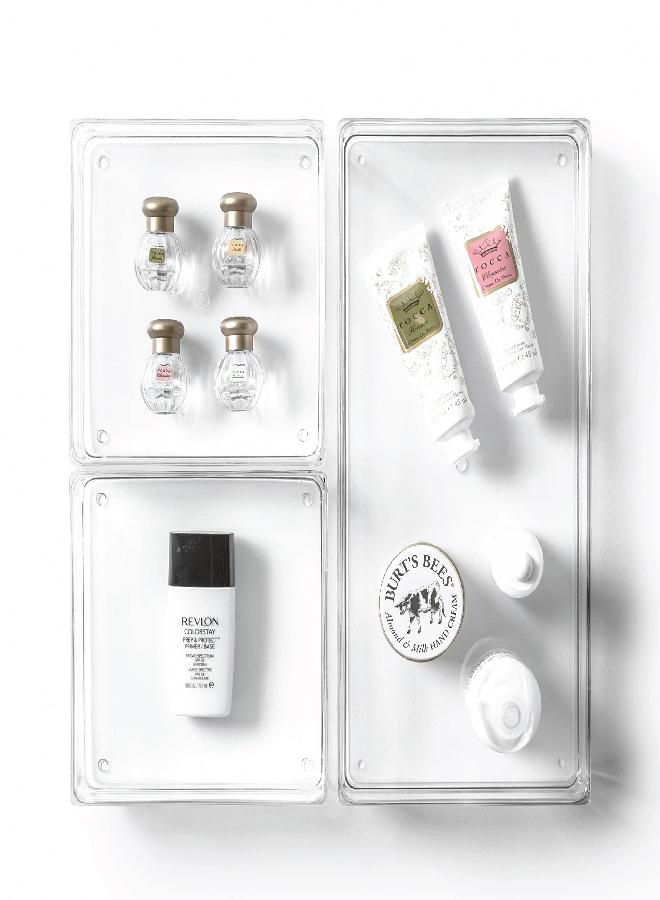 BINO | 3-Piece Drawer Organizer Bin Set | THE MODULAR | Multi-Purpose Storage | Durable | BPA-Free | Desk Drawer Organizer | Vanity Organizer | Bathroom Drawer Organizers | Makeup Drawer Organizer - Image 1