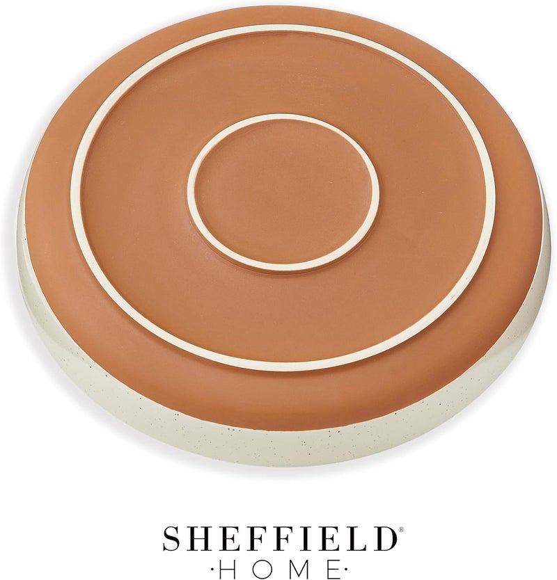 Sheffield Home طقم 4 أطباق باستا مسطحة من شيفيلد هوم من الخزف الحجري أنيقة سعة 35 أونصة لأطباق العشاء والسلطة وغيرها آمنة في غسالة الصحون والميكروويف والفرن متينة للاستخدام اليومي والمناسبات الخاصة بألوان محايدة متنوعة - Image 5