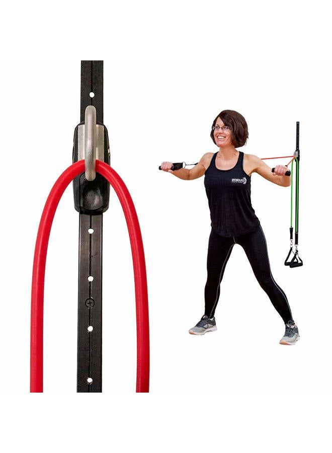Myosource Kinetic Bands Myosource Space Saver Gym Resistance Bands Exercise Equipment for at Home Fitness Workout | Resistance Band Wall Anchor with 1 Rail and 1 Rail Car (with Set of 4 Resistance Bands) - Image 2