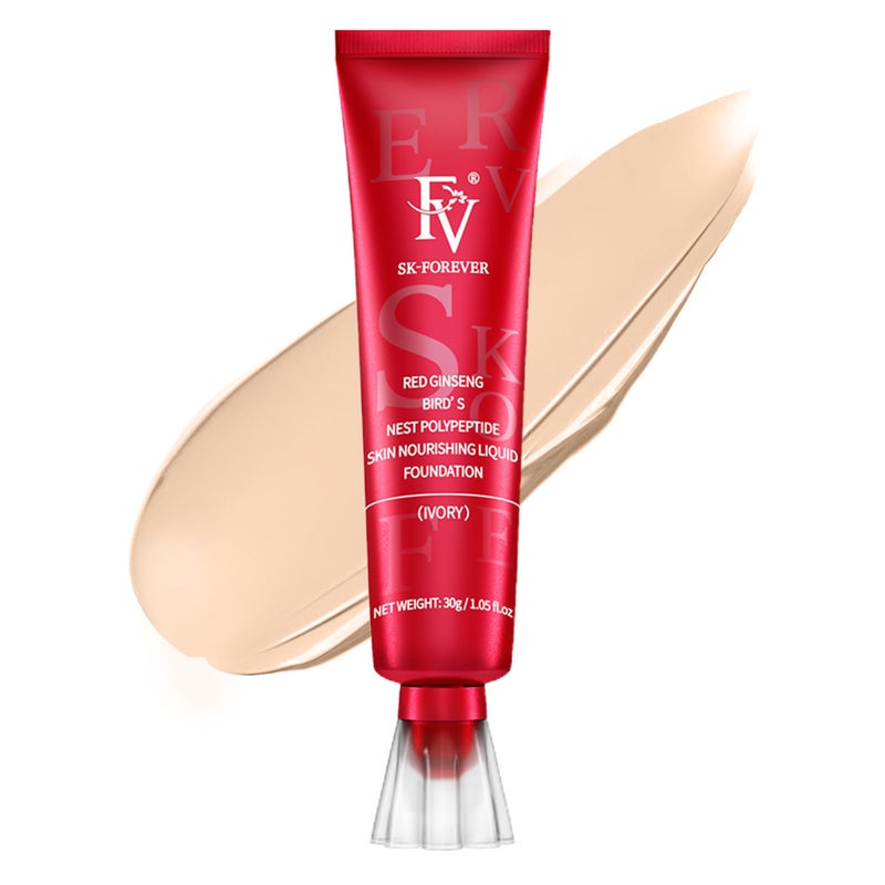 FV Matte Waterproof Foundation-Longwear Transfer-Proof, with Medium to Full Coverage, Oil-control & Lightweight, Liquid Foundation Makeup for Normal/Oily skin, 30g, Ivory - Image 1