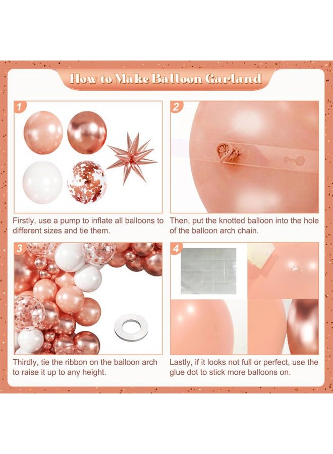 LANGASQUE Rose Gold Balloon Garland Kit, 140Pcs Pearl Metallic Pink and White Confetti Balloons With Stars for Birthday Mothers Day Birdal Shower Wedding Sweet 16 Graduation Party Decorations - Image 5