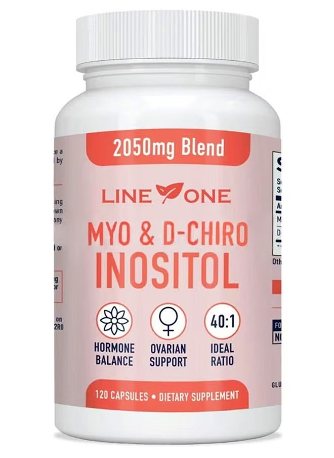 LINE ONE Inositol Supplement Capsules 40:1 Ratio Hormone Balance for Women 2050mg Supplements for Women Support Menstrual Cycle Hormonal Womens Health 120 Capsules  - Image 1