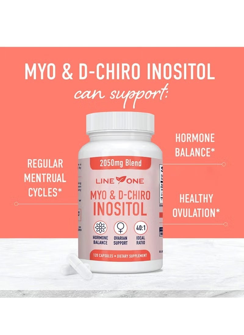 LINE ONE Inositol Supplement Capsules 40:1 Ratio Hormone Balance for Women 2050mg Supplements for Women Support Menstrual Cycle Hormonal Womens Health 120 Capsules  - Image 2