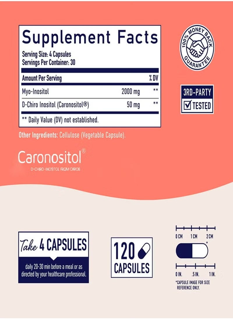 LINE ONE Inositol Supplement Capsules 40:1 Ratio Hormone Balance for Women 2050mg Supplements for Women Support Menstrual Cycle Hormonal Womens Health 120 Capsules  - Image 5