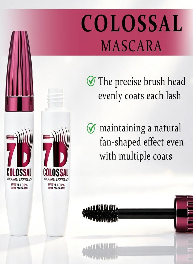 EOIRULA 2PCS 7D Waterproof Volume Mascara, Lengthening Thickening Softer Fuller Lashes Mascara, Long Lasting Natural Curling Lashes for Professional Eye Makeup, Smudge-Proof - Image 5