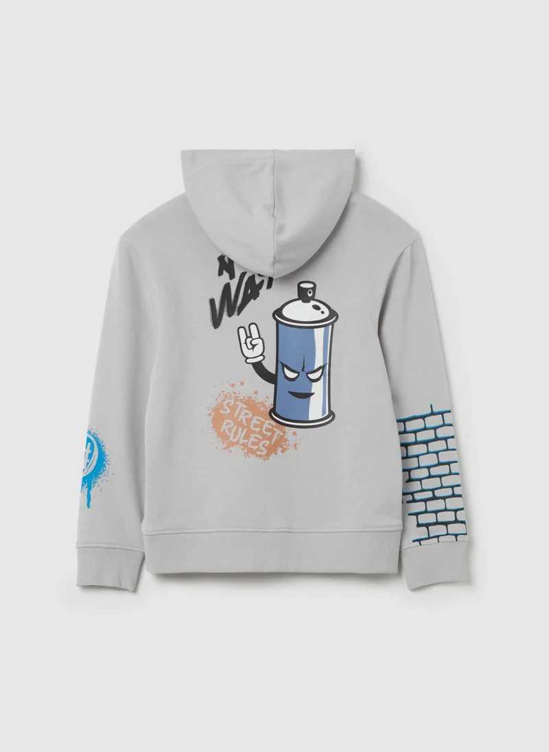 Ovs Sweatshirt with hood and ''RunFastâ€ print