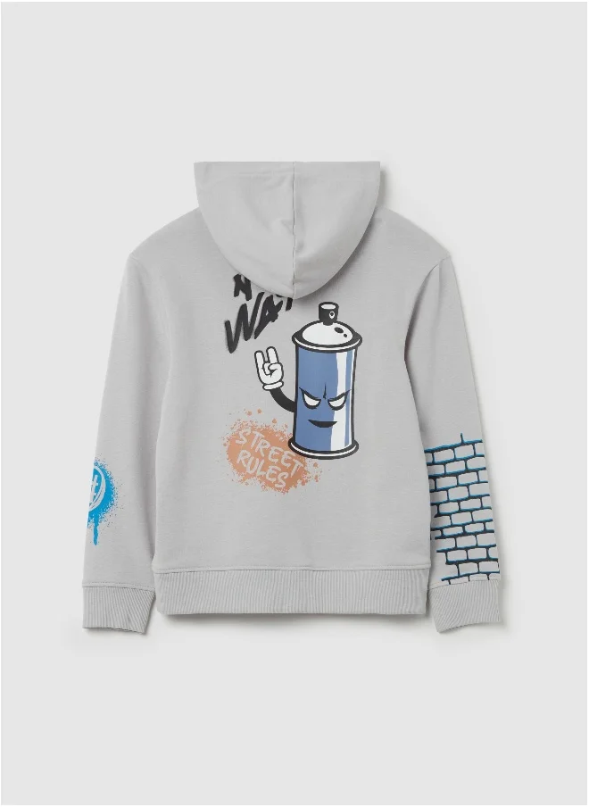 Ovs Sweatshirt with hood and ''RunFastâ€ print