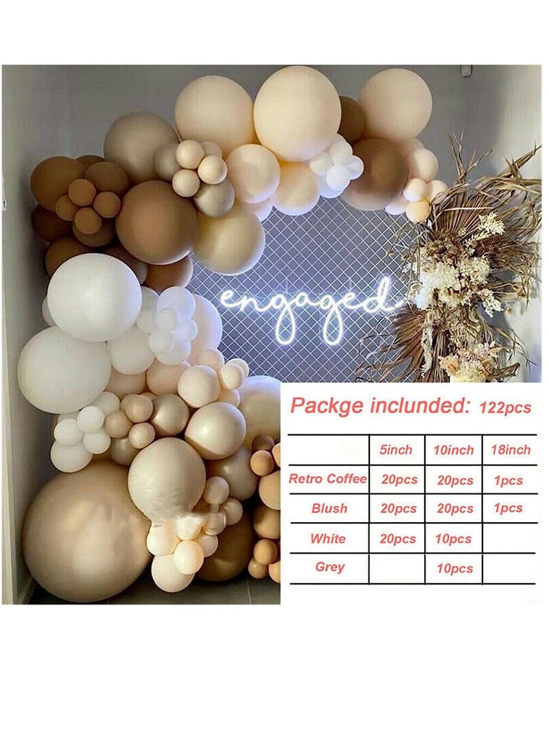 Soofam 122 Piece  Brown Balloon Garland Kit Balloon Arch Kit with Retro Coffee,Blush,White,Grey Balloons for Different Sizes Coffee Wedding Wild Themes  - Image 4