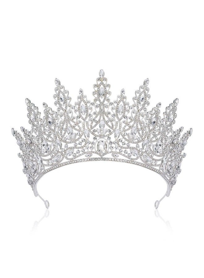 SWEETV Weetv Tiara Crown For Women Wedding Tiara For Bride Crystal Princess Headpiece Girls Quinceanera Prom Pageant Crown Diadem Silver - Image 1