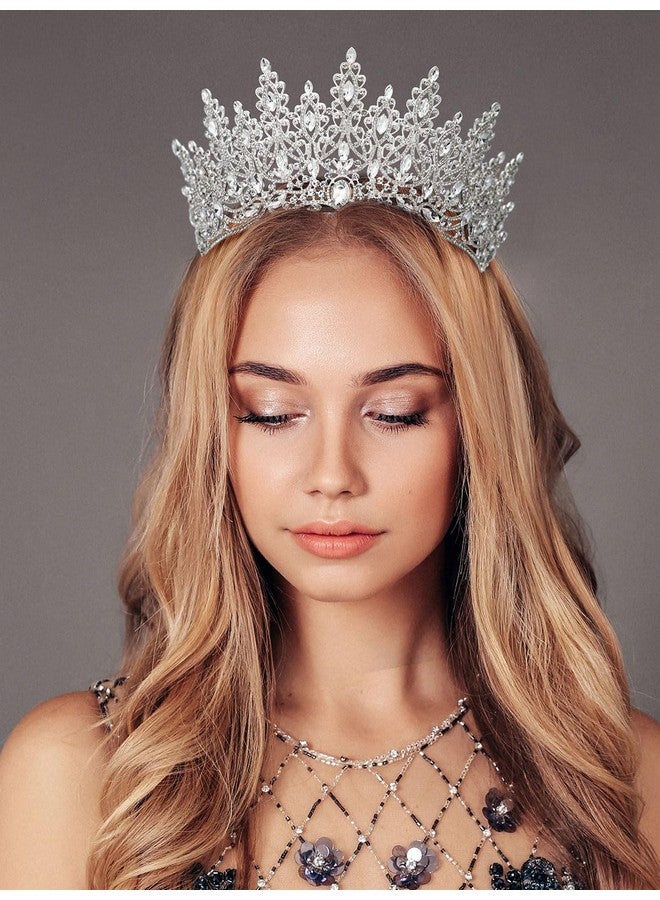 SWEETV Weetv Tiara Crown For Women Wedding Tiara For Bride Crystal Princess Headpiece Girls Quinceanera Prom Pageant Crown Diadem Silver - Image 3