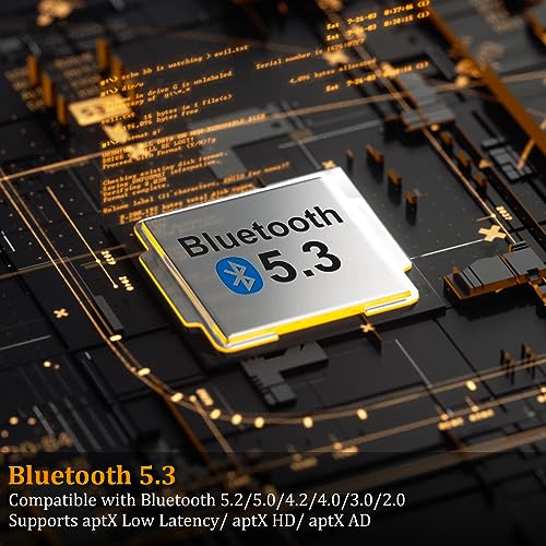 1Mii جهاز إرسال بلوتوث 5.3 للتلفزيون إلى سماعتين لاسلكيتين، مدى طويل 100 قدم محول بلوتوث للتلفزيون aptX Adaptive & HD/تحكم في الصوت، مداخل صوت بصرية/USB/AUX/RCA - Image 5