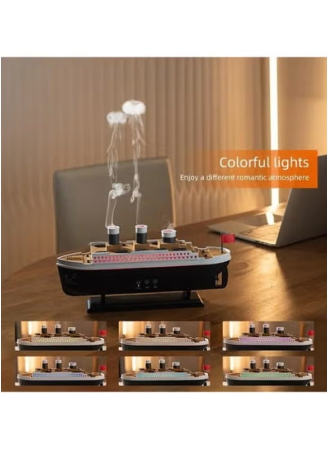 JAJEEK Ship Shape 250ml Ultrasonic Oil Humidifier & Diffuser with Remote Control – Jellyfish-Inspired Aroma Diffuser for Essential Oils – Cool Mist, Quiet Operation, 10-Hour Run Time – Home & Office Air Purifier with LED Light  - Image 3