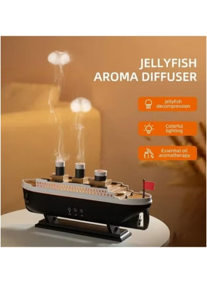 JAJEEK Ship Shape 250ml Ultrasonic Oil Humidifier & Diffuser with Remote Control – Jellyfish-Inspired Aroma Diffuser for Essential Oils – Cool Mist, Quiet Operation, 10-Hour Run Time – Home & Office Air Purifier with LED Light  - Image 5