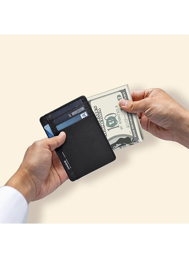 Real Leather Slim Minimalist Wallet for Men and Women Blocking Front Pocket Thin Credit Card Holder Stylish Wallets - Image 4