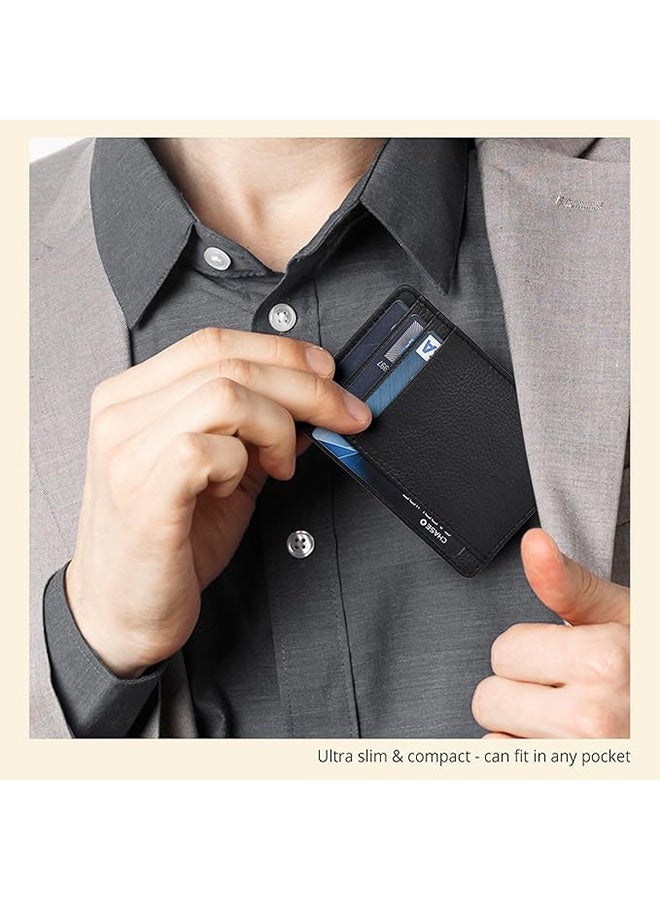 Real Leather Slim Minimalist Wallet for Men and Women Blocking Front Pocket Thin Credit Card Holder Stylish Wallets - Image 5