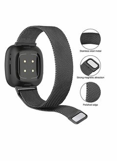 KASTWAVE Bands for Fitbit Versa 3, Metal Bands Compatible with Fitbit Sense, Stainless Steel Mesh Breathable Wristband Strap with Adjustable Magnet Lock, Replacement Wristbands for Women and Men (Large)  - Image 2