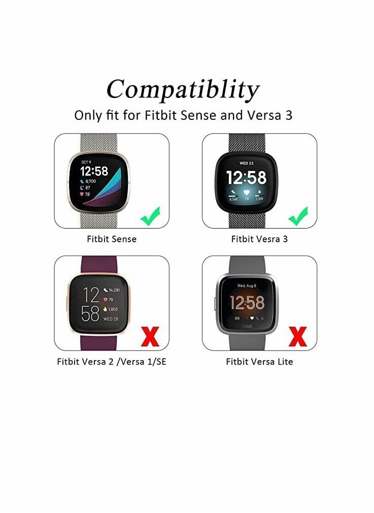 KASTWAVE Bands for Fitbit Versa 3, Metal Bands Compatible with Fitbit Sense, Stainless Steel Mesh Breathable Wristband Strap with Adjustable Magnet Lock, Replacement Wristbands for Women and Men (Large)  - Image 5