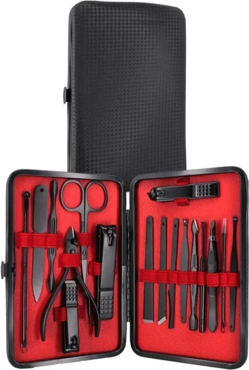 Safestore Stainless Steel Manicure Pedicure Set with Leather Case Hand Toe Nail Clipper 18 Pieces