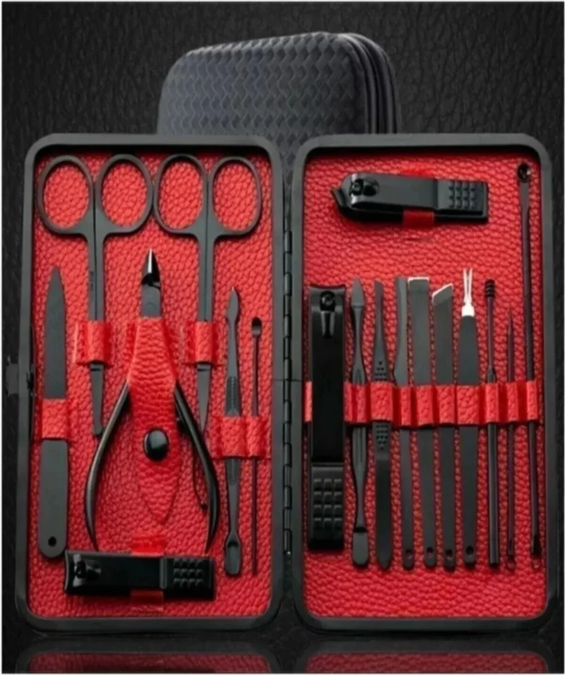 Safestore Stainless Steel Manicure Pedicure Set with Leather Case Hand Toe Nail Clipper 18 Pieces
