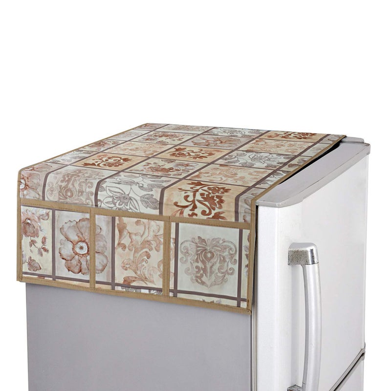 Kuber Industries Kuber Industries Checkered PVC Fridge Top Cover Cream  - Image 1