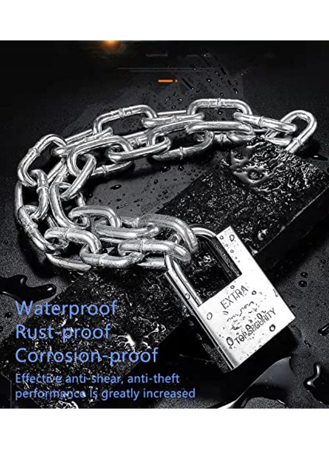 قفل سلسلة الأمان، قفل سلسلة الدراجة، سلسلة أمان محصنة للغلاف الفاخر، لا يمكن قطعها بقواطع البراغي أو الأدوات اليدوية، مثالية للدراجات النارية، الدراجة، المولد، البوابات، الأثاث الخارجي - Image 5