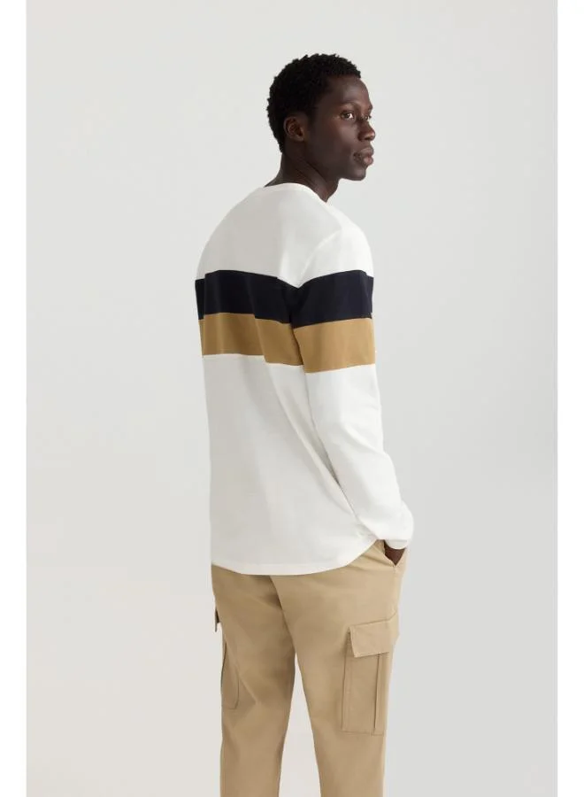 Springfield  Piqué long sleeve colour block T-shirt for Men | Best Price UAE