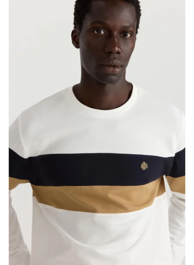 Springfield  Piqué long sleeve colour block T-shirt for Men | Best Price UAE