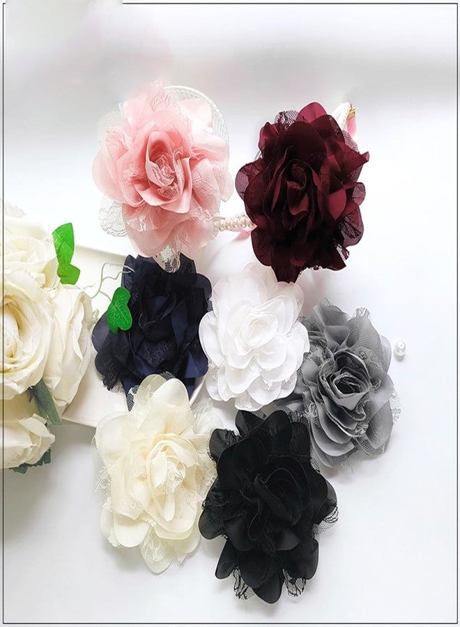 OIDIMS 11cm Extra Large Rose Flower Brooches Lapel Pins Dainty Satin Fabric Lace Flower Hair Clips Elegant Brooch Big Camellia Flowers Brooch for Women Wedding Party Dance Clothes Accessories Jewelry (White) - Image 5